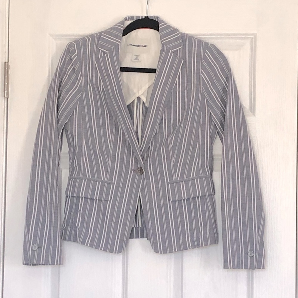 Blue Gray Striped Blazer